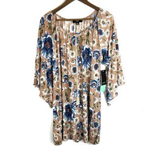 Naif Petite Floral Split Flare Sleeve Dress Tunic